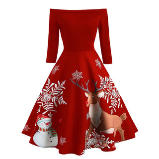 Christmas Dress Women 2019 Elegant Retro Off Shoulder Summer Dress Ruffle Dress Casual Red Flare Sleeve Dresses Dames robe femme