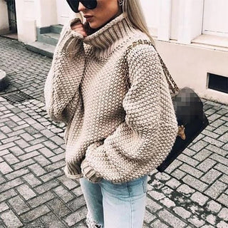 Sweater women fashion clothes fall winter 2019 warm long sleeve turtleneck knitted sweater female big size loose pullover tops